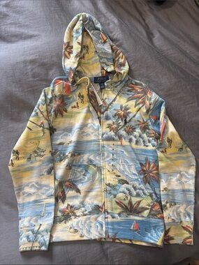 Polo by Ralph Lauren Pastel Tropical Zip Hoodie - Blue, Yellow, Green